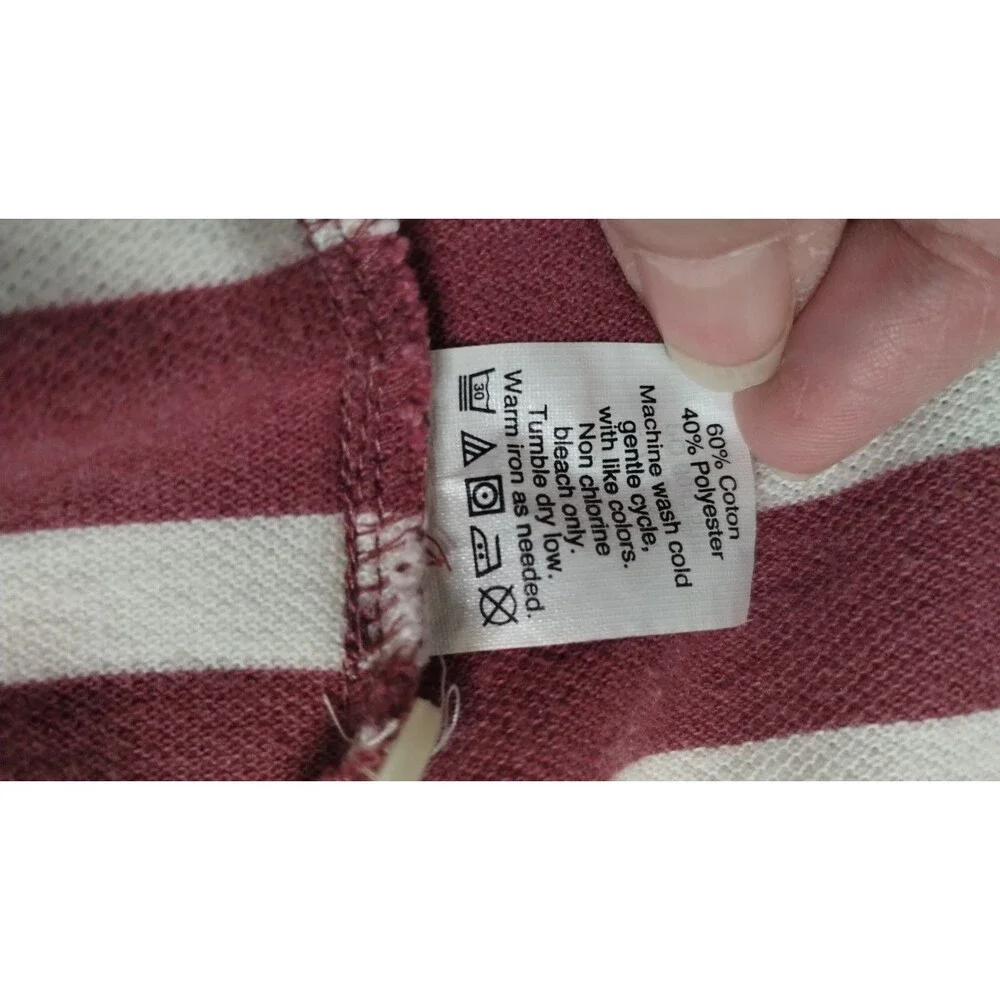 J Crew Men’s Polo Shirt Short Sleeve Striped Red White Collared Large